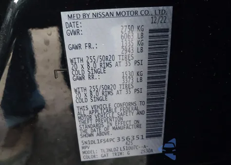 2023 Infiniti Qx60 Luxe Awd from USA, damaged, VIN 5N1DL1FS4PC356351